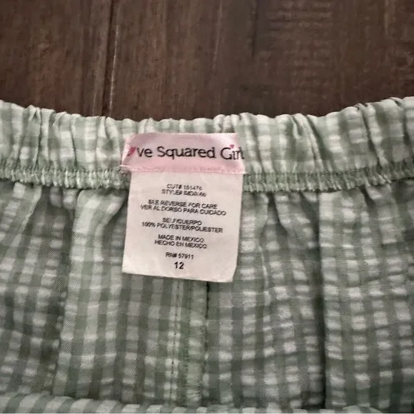 Love Squared Girl Green Checkered Ruffle Tie Wrap Skort Girls 12 - Picture 3 of 4